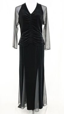 Niki Livas 2 Pc Dress Womens 4 Black Stretch Velvet Skirt and Top Elastic Waist